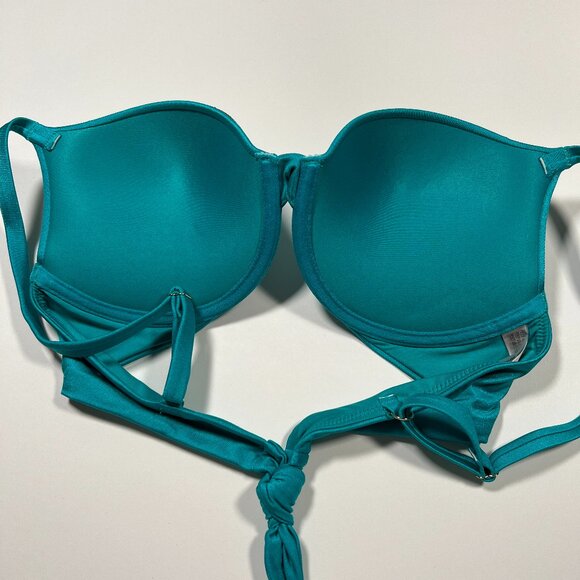 Victoria Secret 32B VERY SEXY Push Up Bikini Top Shine Back Tie Capri Sea Blue - Picture 4 of 6